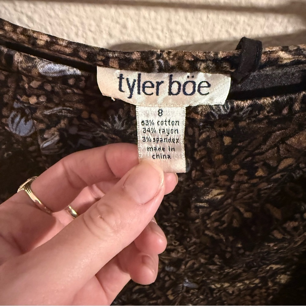 Tyler Boe Velvet Black and Brown Patterned Trousers - Picture 2 of 4
